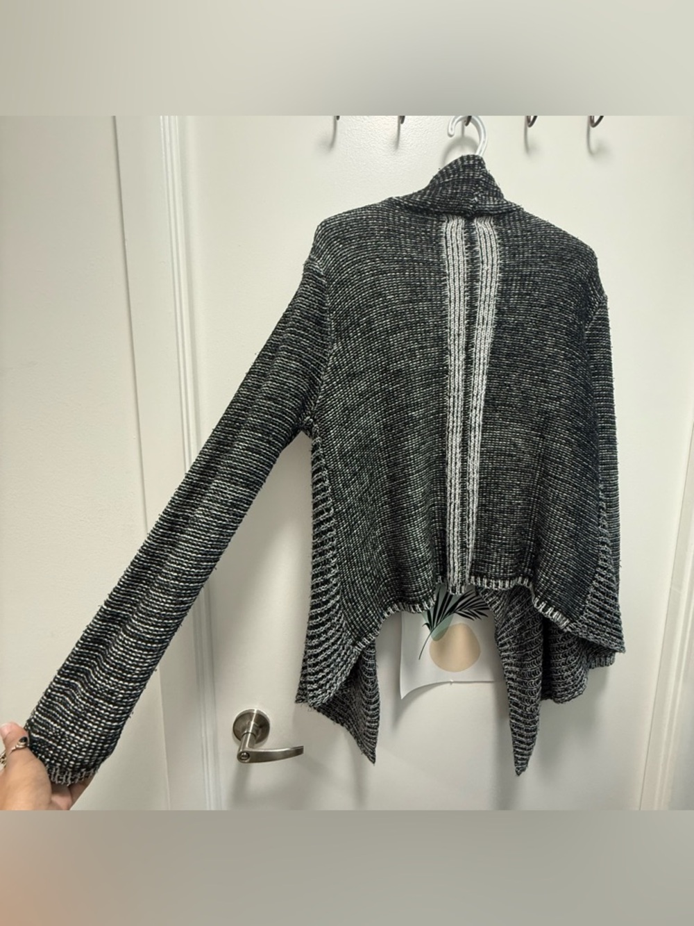 Ardene Black & White Marled Open-Front Cardigan